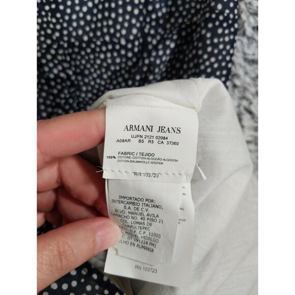 ARMANI JEANS Polka Dot Sleeveless Dress Women SZ 2 Lined Layered Neutral Classic - Picture 8 of 10